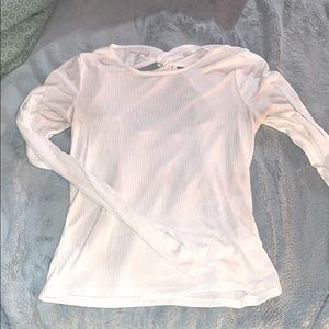 white long sleeve open cut back